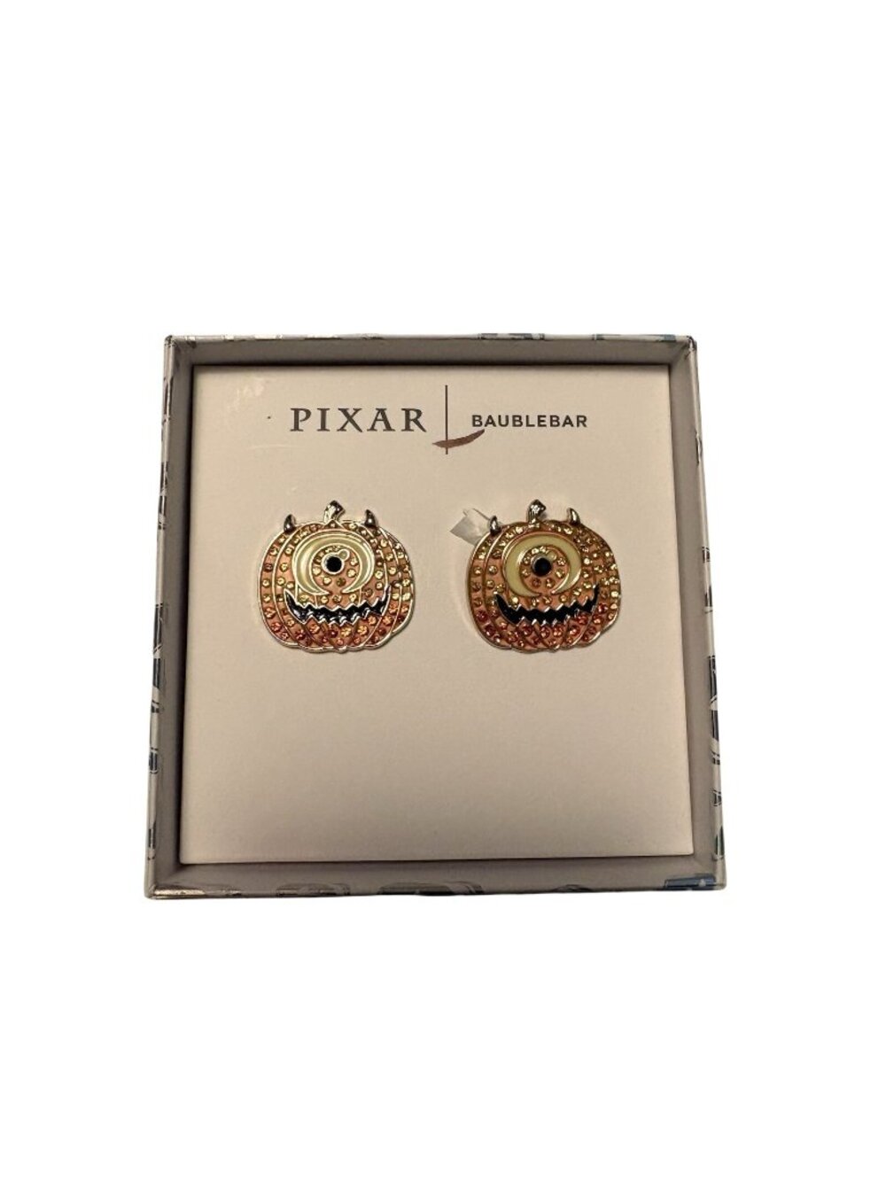 Pixar X BaubleBar Halloween Monsters Inc. Mike Wazowski Pumpkin Stud Earring NWB